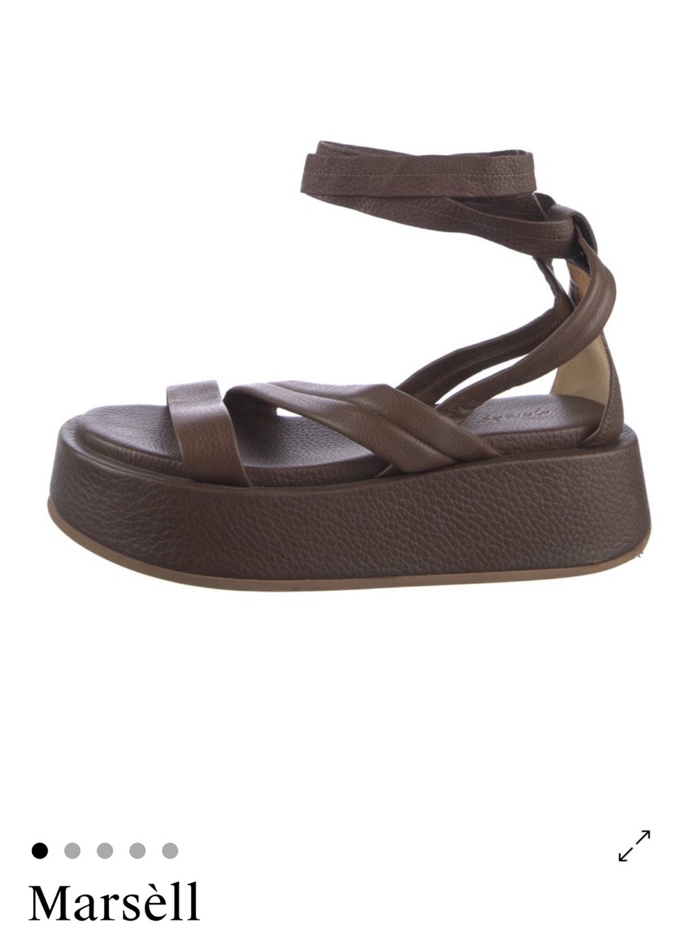 Marsèll Brown Leather Platform Wrap Sandals - Picture 4 of 6